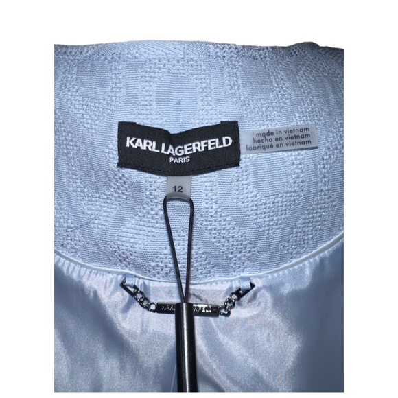 KARL LAGERFELD PARIS WOMEN’S BLUE ZIPPER BLAZER SUIT JACKET - Picture 8 of 9